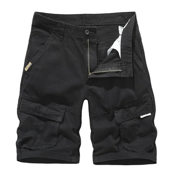 Turilly Men's Summer Shorts Elastic Waist Cargo ShortsSummer Solid Color Casual Shorts Multi-Pocket Cargo Shorts M