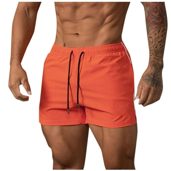 Turilly Men's Summer Shorts Shorts Inseam ZipperCasual Solid Color Pockets Elastic Rope Quick Drying Sports Pants 2XL