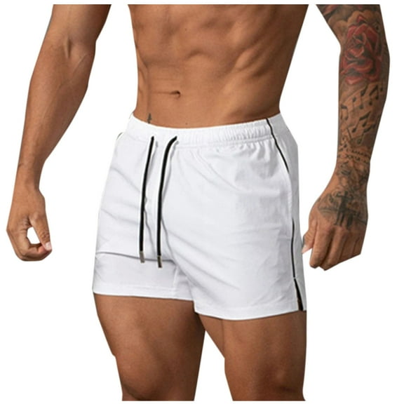 Turilly Men's Summer Shorts Shorts With Zipper Pockets And LinerCasual Solid Color Pockets Elastic Rope Quick Drying Sports Pants M