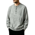 thumbnail image 1 of Turilly Men's Sweater Henley Neck Button Placket Pullover Sweater with Ribbed Cuffs Casual Essential Top, 1 of 7