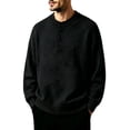 thumbnail image 1 of Turilly Men's Sweater Henley Neck Button Placket Pullover Sweater with Ribbed Cuffs Casual Essential Top, 1 of 7