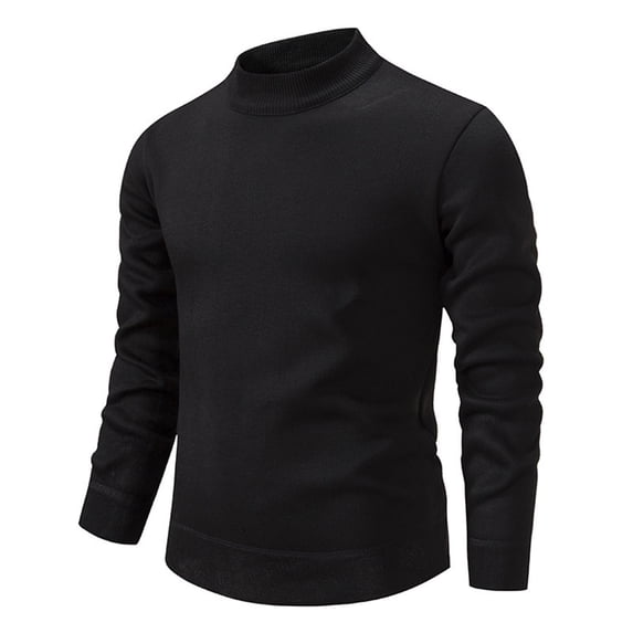 Turilly Men's Sweater Minimalist Mock Neck Pullover Sweater with Ribbed Cuffs and Hem Detail Casual Layering Top