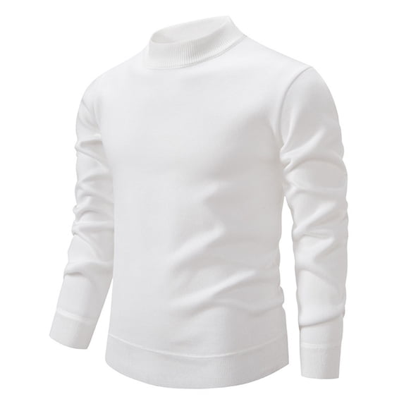 Turilly Men's Sweater Minimalist Mock Neck Pullover Sweater with Ribbed Cuffs and Hem Detail Casual Layering Top