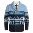 thumbnail image 1 of Turilly Men's Sweater Shawl Collar Button Front Cardigan Sweater with Geometric Zigzag Pattern Soft Casual Everyday Top, 1 of 7
