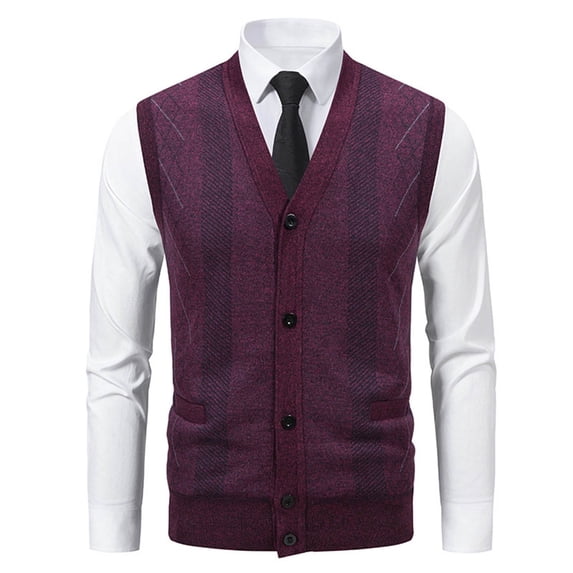 Turilly Men's Sweater Sleeveless Fleece Lined Button Front Cardigan Vest Sweater Knit Warm Layering Essential Fall Top