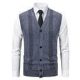 thumbnail image 1 of Turilly Men's Sweater Sleeveless Fleece Lined Button Front Cardigan Vest Sweater Knit Warm Layering Essential Fall Top, 1 of 9