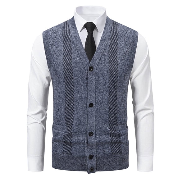 Turilly Men's Sweater Sleeveless Fleece Lined Button Front Cardigan Vest Sweater Knit Warm Layering Essential Fall Top