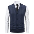 thumbnail image 1 of Turilly Men's Sweater Sleeveless Fleece Lined Button Front Cardigan Vest Sweater Knit Warm Layering Essential Fall Top, 1 of 4