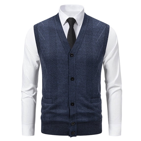Turilly Men's Sweater Sleeveless Fleece Lined Button Front Cardigan Vest Sweater Knit Warm Layering Essential Fall Top