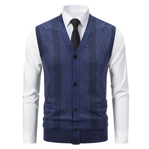 Turilly Men's Sweater Sleeveless Fleece Lined Button Front Cardigan Vest Sweater Knit Warm Layering Essential Fall Top