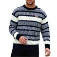 thumbnail image 1 of Turilly Men's Sweater Striped Geometric Knit Crewneck Pullover Sweater with Small Chest Label Casual Everyday Top, 1 of 8