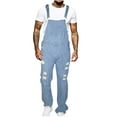 thumbnail image 1 of Turilly Mens Casual & Comfy Pants Casual Fashion Soid Breast Pocket Washed Ripped Denim Bib Long Pants Cargo Pants, 1 of 8
