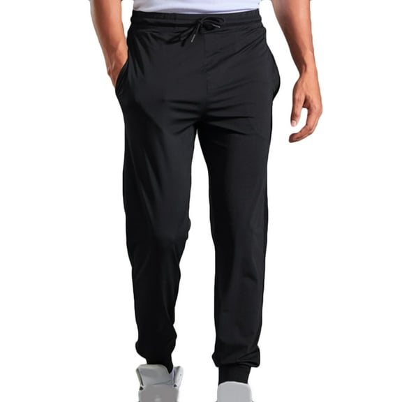 Turilly Mens Casual Fashion Solid Quick Drying Elastic Pants Drawstring Elastic Waist Pants