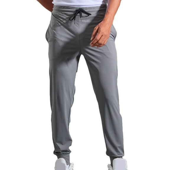 Turilly Mens Casual Fashion Solid Quick Drying Elastic Pants Drawstring Elastic Waist Pants
