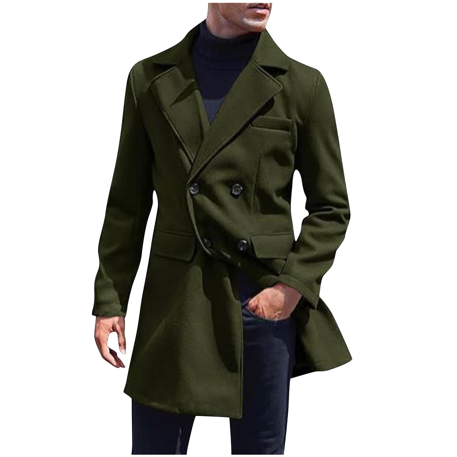Lolmot Men's Double Breasted Trench Coat Casual Lapel Long