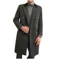 thumbnail image 1 of Turilly Mens Cotas Men Solid Color Double-Breasted Pocket Flip Collar Mao Long Sleeves Qvercoat Loose Coat, 1 of 5