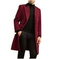 thumbnail image 1 of Turilly Mens Cotas Men Solid Color Double-Breasted Pocket Flip Collar Mao Long Sleeves Qvercoat Loose Coat, 1 of 5