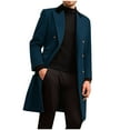 thumbnail image 1 of Turilly Mens Cotas Men Solid Color Double-Breasted Pocket Flip Collar Mao Long Sleeves Qvercoat Loose Coat, 1 of 5