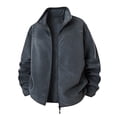 thumbnail image 1 of Turilly Mens Fashion Sherpa Jackets Men Solid Color Casual Thick Fuzzy Fleece Zipper Pocket Long Sleeve Stand Up Outwear Jacket, 1 of 5