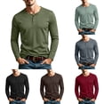 thumbnail image 1 of Turilly Mens Long Sleeve T-Shirt Waffle Knit Three Button Henley Long Sleeve Tee Solid Soft Stretch Everyday Basic Shirt, 1 of 8