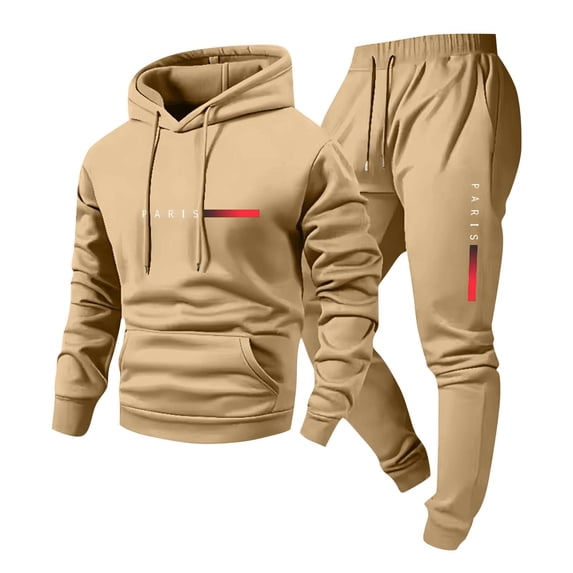 Turilly Mens Outfits 2 Piece City Print Hoodie Sweatpants Set Slim Fit Jogger Tracksuit With Adjustable Drawstring Waist