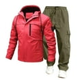 thumbnail image 1 of Turilly Mens Outfits 2 Piece Hooded Windbreaker Jacket Cargo Pants Set Water Resistant Utility Tracksuit With Drawstring, 1 of 2