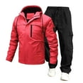 thumbnail image 1 of Turilly Mens Outfits 2 Piece Hooded Windbreaker Jacket Cargo Pants Set Water Resistant Utility Tracksuit With Drawstring, 1 of 2