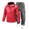 thumbnail image 1 of Turilly Mens Outfits 2 Piece Hooded Windbreaker Jacket Cargo Pants Set Water Resistant Utility Tracksuit With Drawstring, 1 of 2