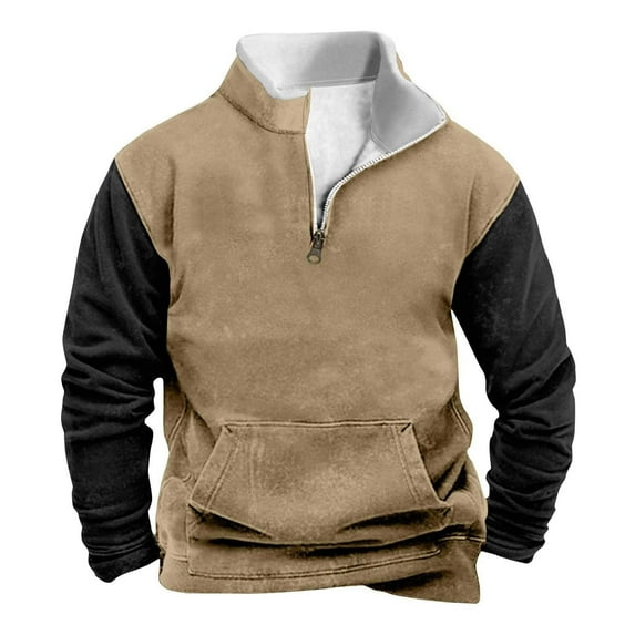 Turilly Mens Oversized Sweatshirts Half Zip Pullover Casual Fashion Stand Collar Color Block Zipper Long Sleeve Tops Sweatshirt