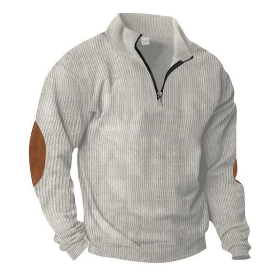 Turilly Mens Oversized Sweatshirts Half Zip Pullover Casual Retro Corduroy Color Blocked Stand Up Collar Zipper Long Sleeve Sweatshirt