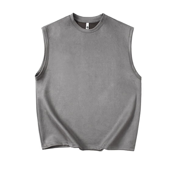 Turilly Mens Plus Size Tanks Top Men's Suede Loose Pullover Round Neck Sleeveless Waistcoat Round Neck Tops