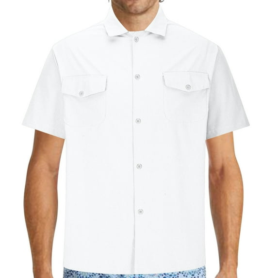 Turilly Mens Shirts Men Casual Hollow Out Solid Color Short Sleeve Turndown Collar Blouse Shirt