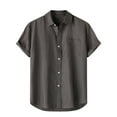thumbnail image 1 of Turilly Mens Shirts Men Casual Solid Turndown Short Sleeve Button Closure Shirt Hawaii Blouse, 1 of 5