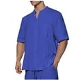 thumbnail image 1 of Turilly Mens Shirts Men's Fashion Casual Solid Color Button Short Sleeve Round-Neck Blouses, 1 of 5