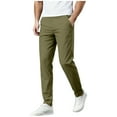 thumbnail image 1 of Turilly Mens Solid Color With Elastic Waist Casual Straight Leg Trousers Pockets Full Length Pants, 1 of 6