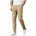 thumbnail image 1 of Turilly Mens Solid Color With Elastic Waist Casual Straight Leg Trousers Pockets Full Length Pants, 1 of 6