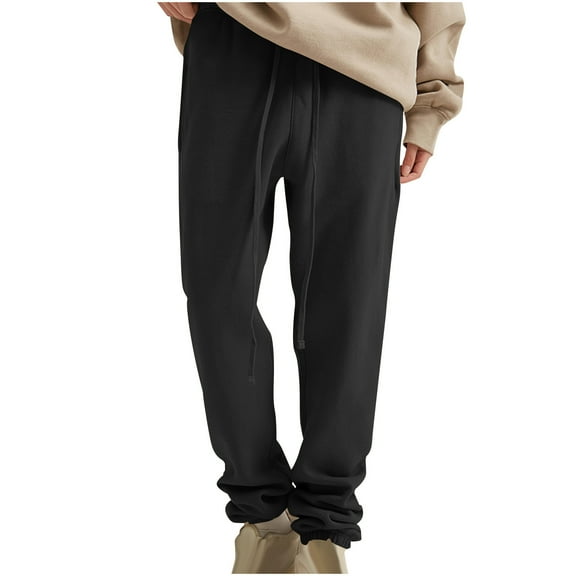 Turilly Mens Sports Pants Men's Solid Color Pocket Drawstring Casual Youth Versatile Sports Oversized Pants