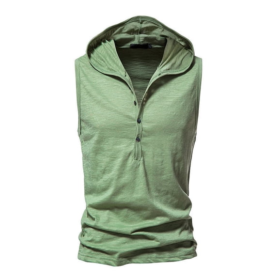 Turilly Mens Tanks Top Men's Casual Fashion Solid Button Sleeveless Tops Blouse Hoodie Hooded Sweatshirts