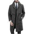 thumbnail image 1 of Turilly Mens Trench Coats Men Casual Button Solid Long Sleeve Turn Down Collar Outwear Single Breasted Overcoat with Pockets, 1 of 5
