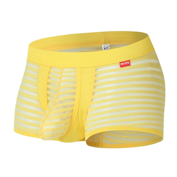 Turilly Mens Underwear Ice Silk Comfy Underwear Boxer Briefs Printed Transparent Lace Breathable Underwear