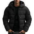 thumbnail image 1 of Turilly Mens Winter Warm Jackets Fleece Jackets Men's Solid Color Thick Long Sleeved Detachable Hooded Jacket, 1 of 6