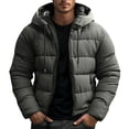 thumbnail image 1 of Turilly Mens Winter Warm Jackets Fleece Jackets Men's Solid Color Thick Long Sleeved Detachable Hooded Jacket, 1 of 6