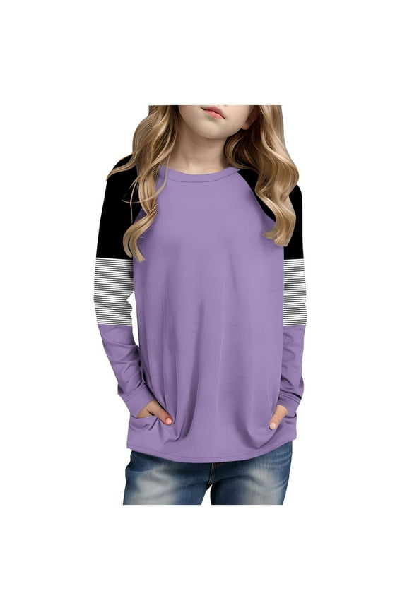 New Arrivals Girls Motion Fashionable And Cute Round Neck Long Sleeved Top