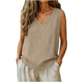 thumbnail image 1 of Turilly New Arrivals Womens V-Neck Sleeveless Top Fashion Ladies Solid Color Casual Tanks with Front Pocket, 1 of 6