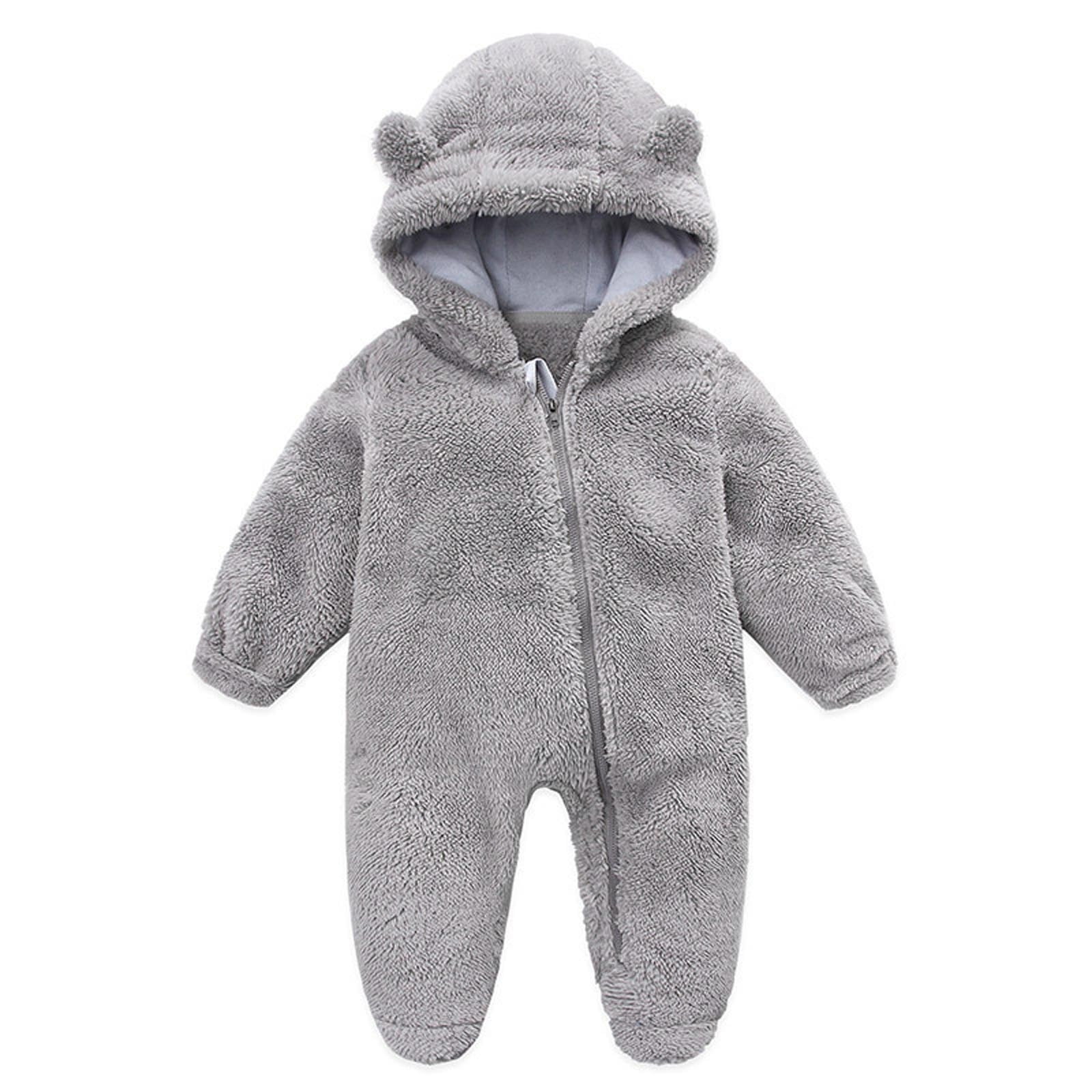 Turilly Newborn Baby Fleece Footie Snowsuit Winter Bunting Onesie Warm Hooded Romper Jumpsuit Outfits for Girls Boys
