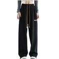 thumbnail image 1 of Turilly Pants for Women 2023 Fashion Womens Comfortable Casual Fold Pocket Lace Solid Color Straight Cylinder Full Length Pants, 1 of 6