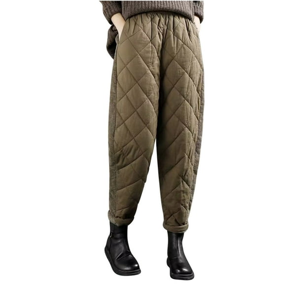 Turilly Pants for Women Winter Women's Loose And Casual Solid Color Patchwork Elastic Waist Warmth Jacket Cotton Pants