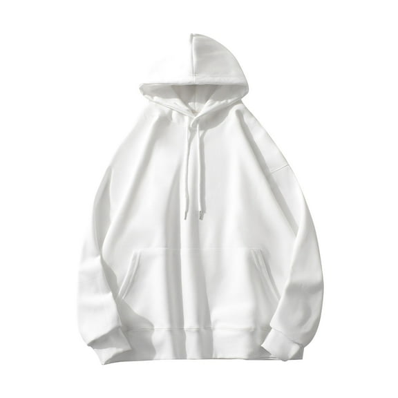 Turilly Plus Size Men's Casual Pullover Hoodie Suede Solid Color Men's Long Sleeved Hooded Hoodie