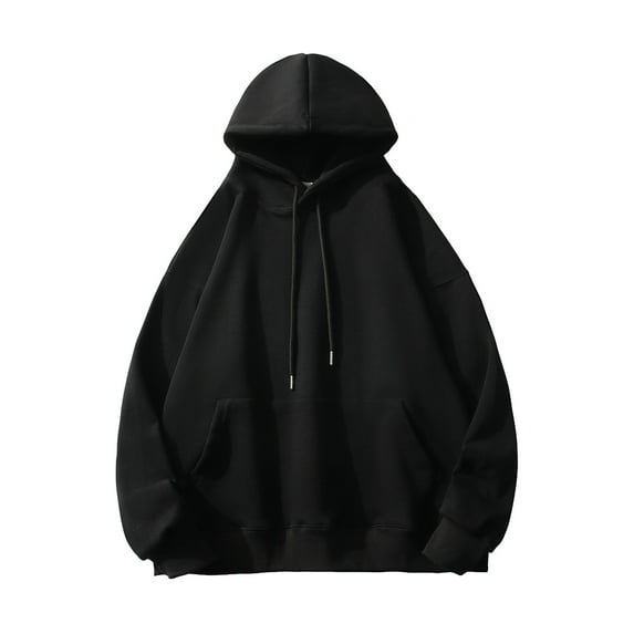 Turilly Plus Size Men's Casual Pullover Hoodie Suede Solid Color Men's Long Sleeved Hooded Hoodie