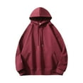 thumbnail image 1 of Turilly Plus Size Men's Casual Pullover Hoodie Suede Solid Color Men's Long Sleeved Hooded Hoodie, 1 of 6